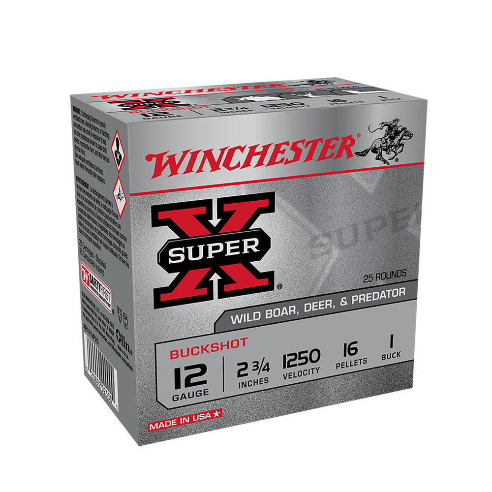 Winchester Buckshot 12G 1Buck 2-3/4in 16 pellet 12 GAUGE