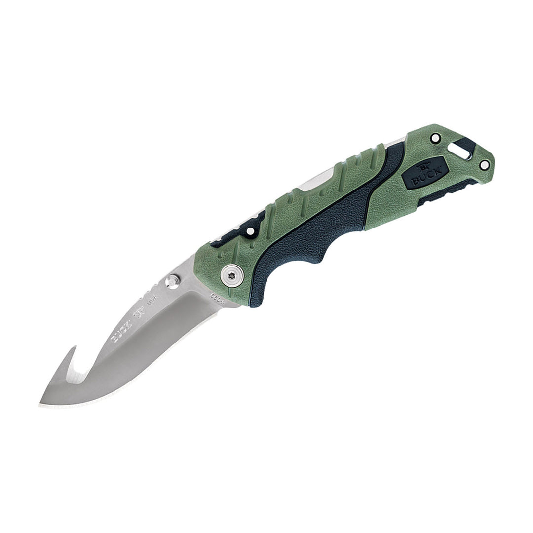 Buck Knives Pursuit Lg Fold Gut Grn Hdl