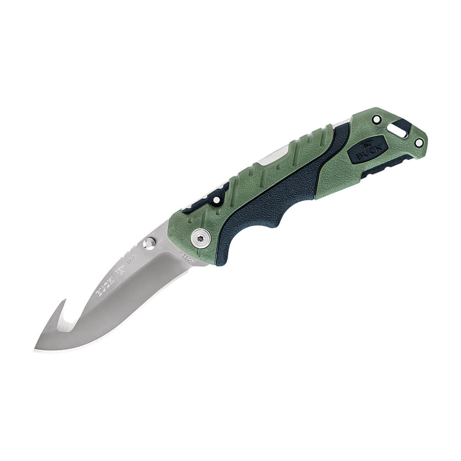 Buck Knives Pursuit Lg Fold Gut Grn Hdl