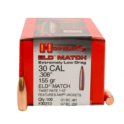 Hornady 30 CAL .308 155GR ELD MATCH Projectile - 100 pk