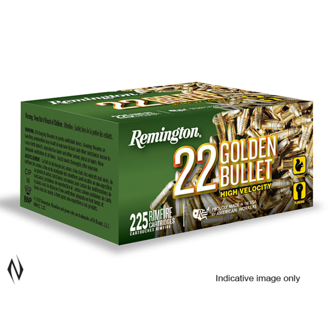 Remington Golden Bullet 22 LR 36 Grain - 1280 FPS - Hollow Point - Rimfire Ammo - 225 Rounds .22 LR