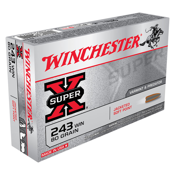 Winchester Power Point 243Win 80gr PSP - Centrefire Ammo - 20 Rounds .243 WIN