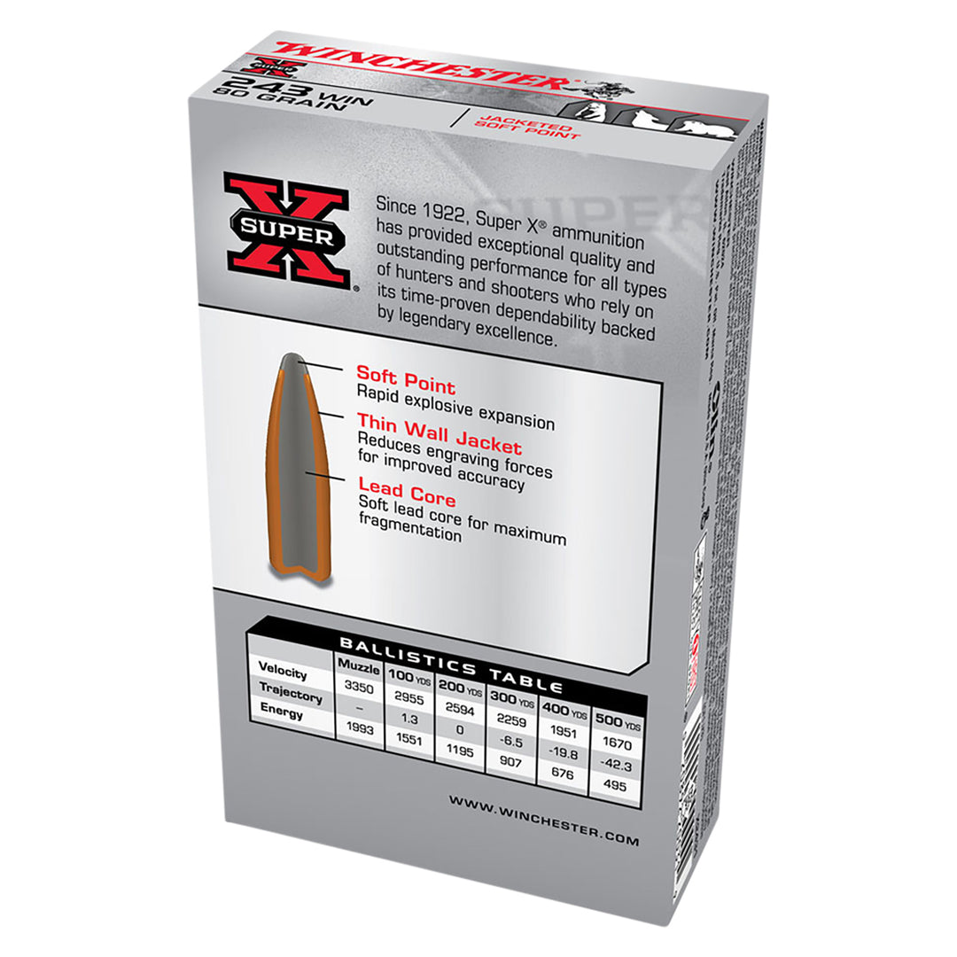 Winchester Power Point 243Win 80gr PSP - Centrefire Ammo - 20 Rounds .243 WIN