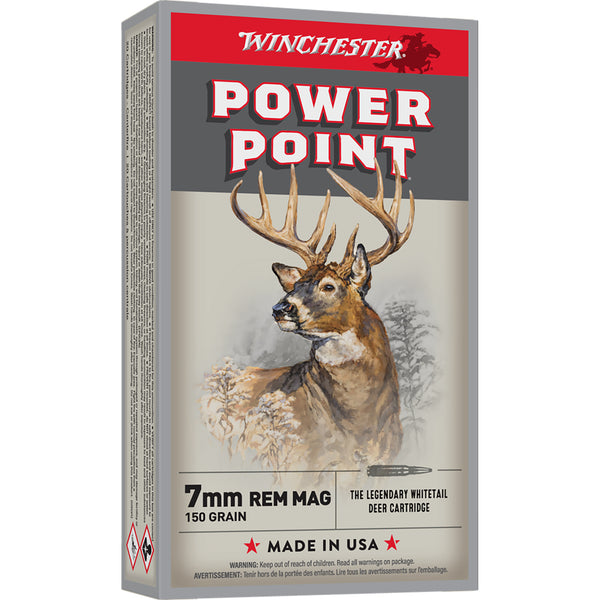 Winchester Power Point 7MM Rem Mag150gr PP - Centrefire Ammo - 20 Rounds