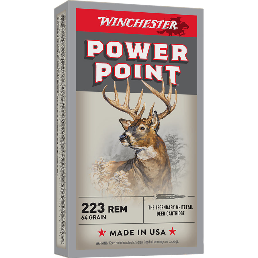 Winchester Power Point 223Rem 64gr PP - Centrefire Ammo - 20 Rounds .223 REM