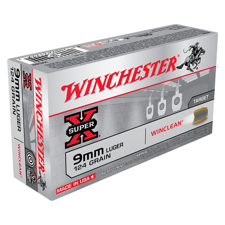 Winchester WinClean 9MM 124gr BEB - Centrefire Ammo - 50 Rounds 9mm