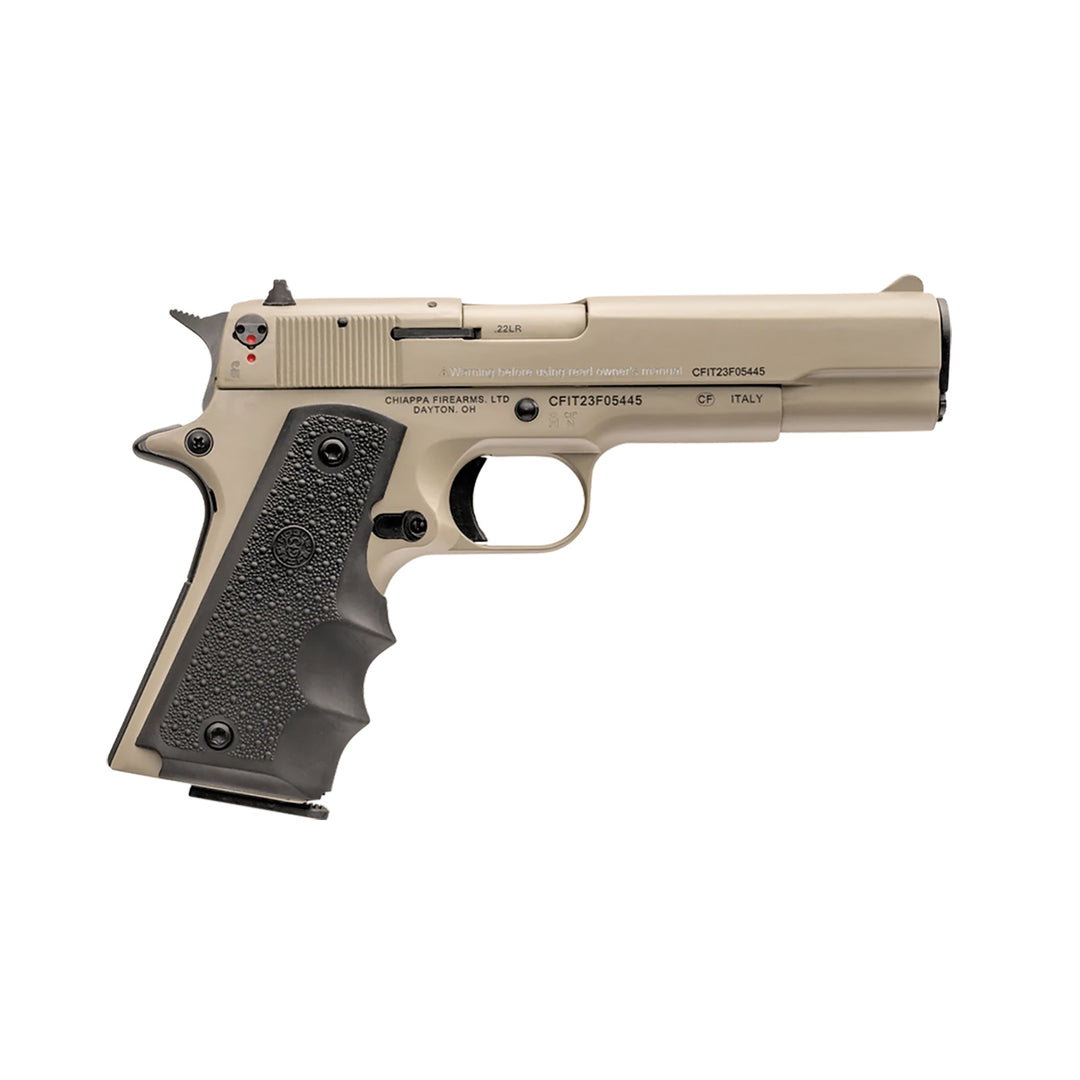 Chiappa 1911 Semi-Auto Pistol - 5in Hogue Grips - .22LR .22 LR / Tan