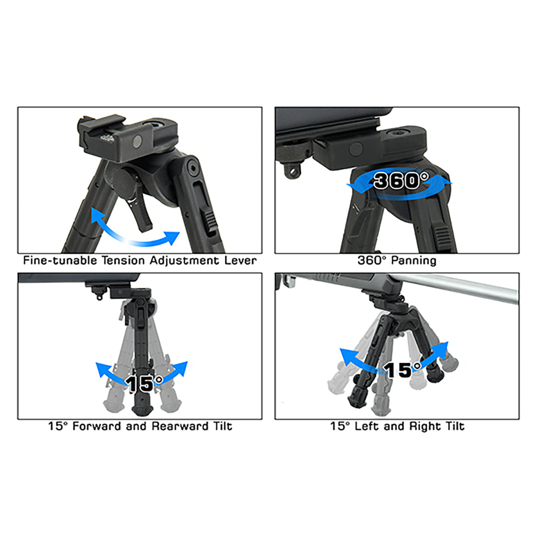 Leapers UTG Recon 360 bipod 5.5-7 Picatinny rail with swivel adaptor