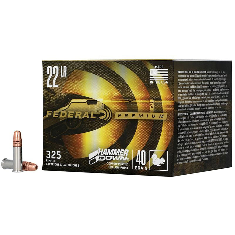 Federal 22LR 40GR CP HP Hammerdown - Rimfire Ammo - 325 Rounds .22 LR