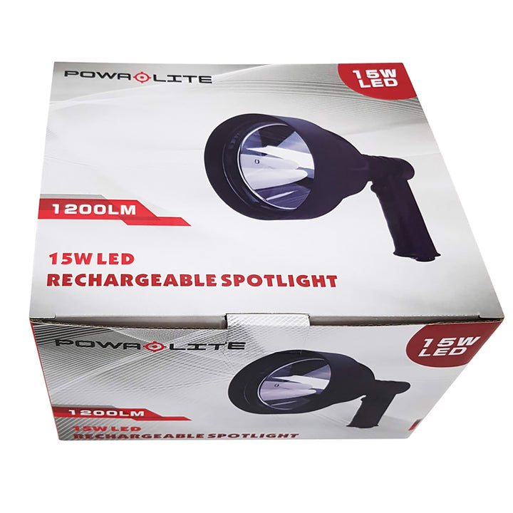 Powa Lite LED 15W Rechargeable Spotlight Black