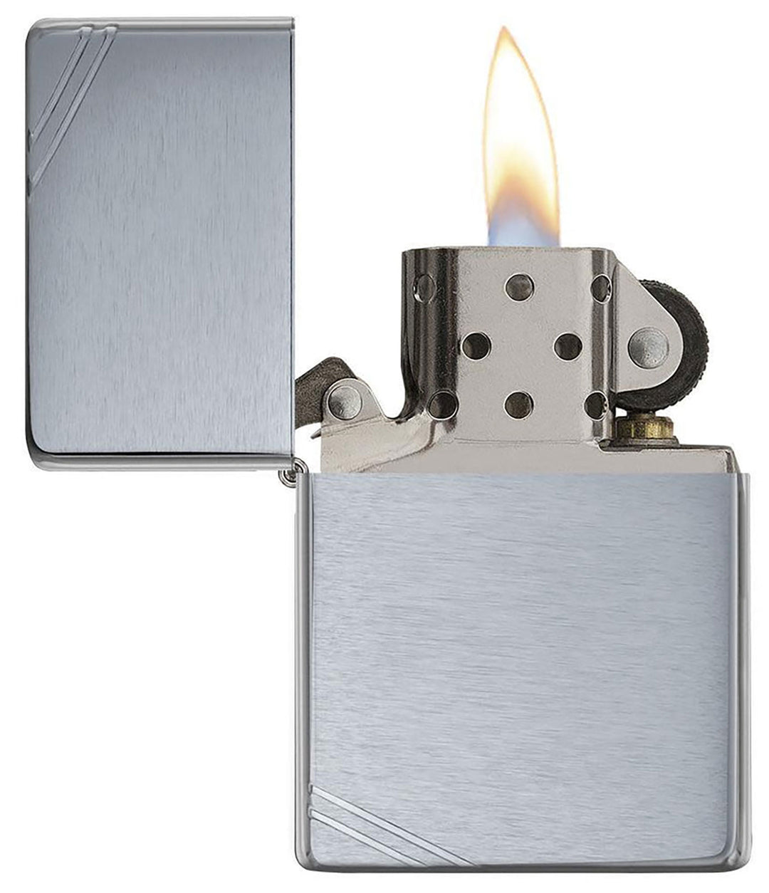 Zippo Brushed Chrome Vintage w Slashes Windproof Lighter