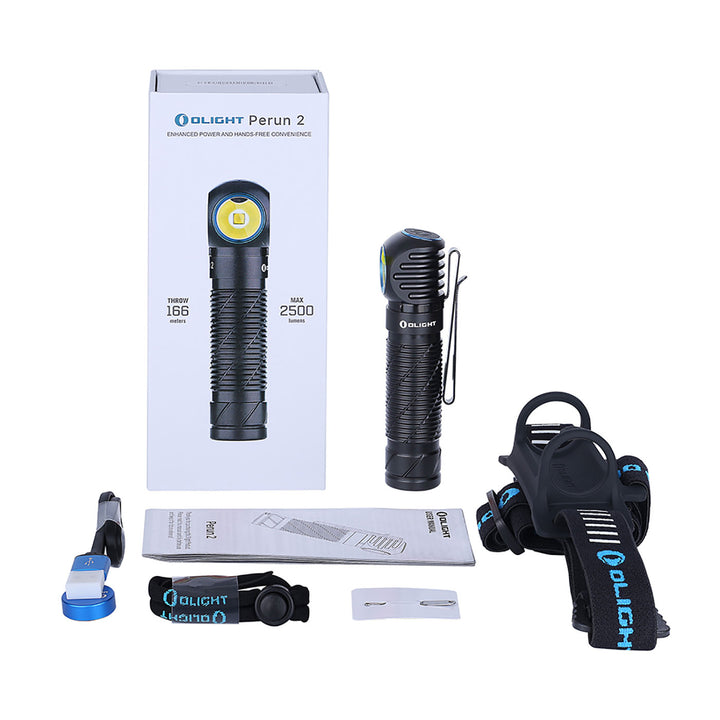 Olight Perun 2 - 2500 Lumens Rechargeable LED Torch with Head Mounted Black