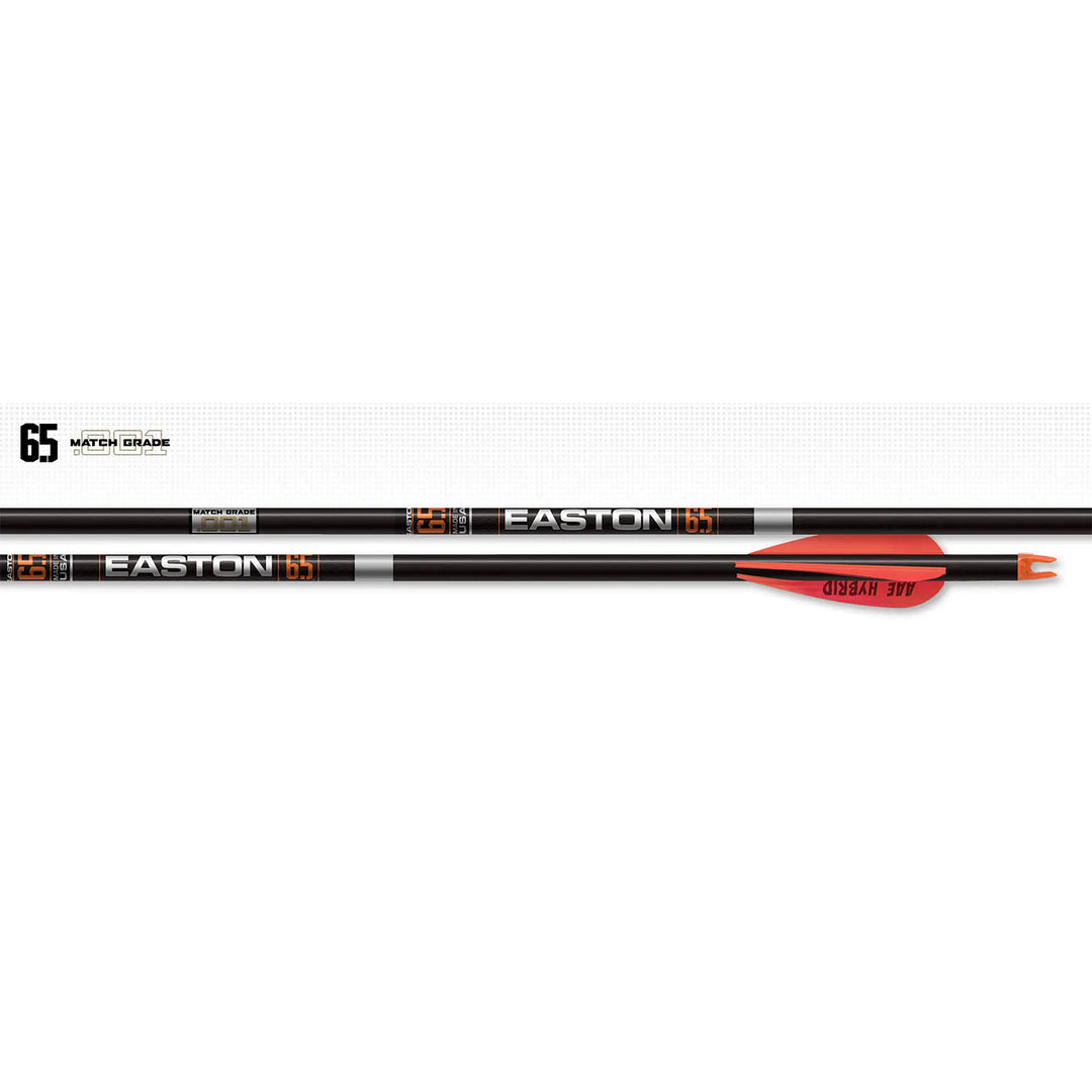 Easton 6.5 Match Grade Fletched Hybrid 26 Arrows - 6 Pack 250 Spine