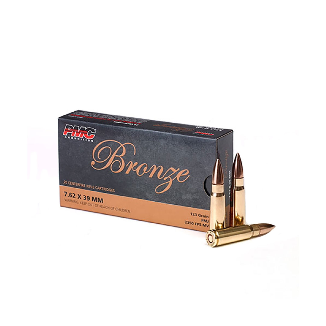 PMC 123Gr 7.63x39mm FMJ Bronzeline Centrefire Ammo - 20 Rounds 7.62X39