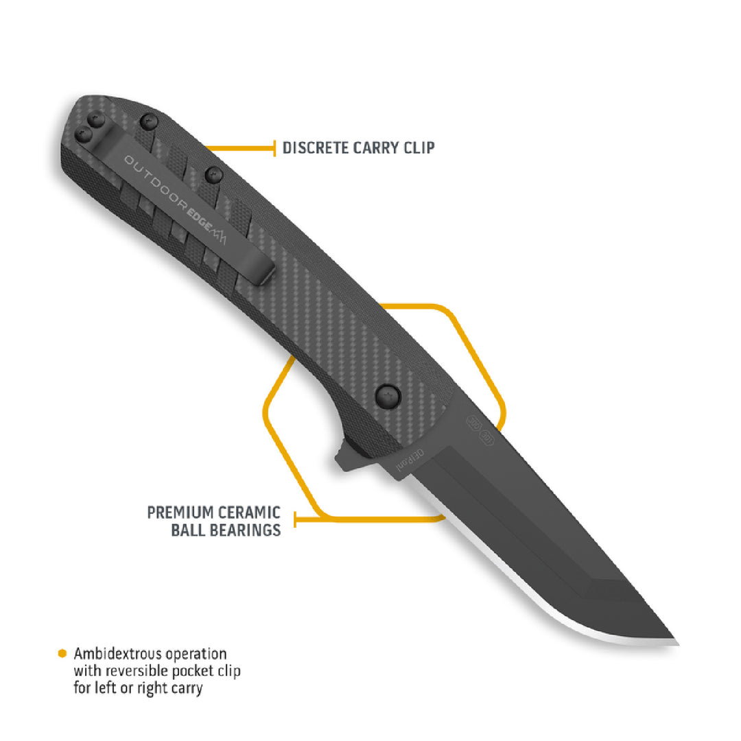 Outdoor Edge Razor VX4 G10 Carbon Folding Blade Knife 3in / Black