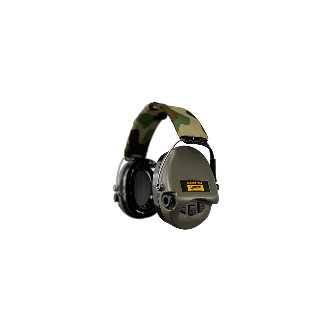 Sordin Supreme Pro-X LED Textile Headband Ear Muffs Camo