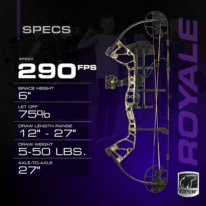 Bear Bear Royale Youth Compound Bow Ready-To-Hunt Kit - Right Hand Draw Weight-5-50LBS