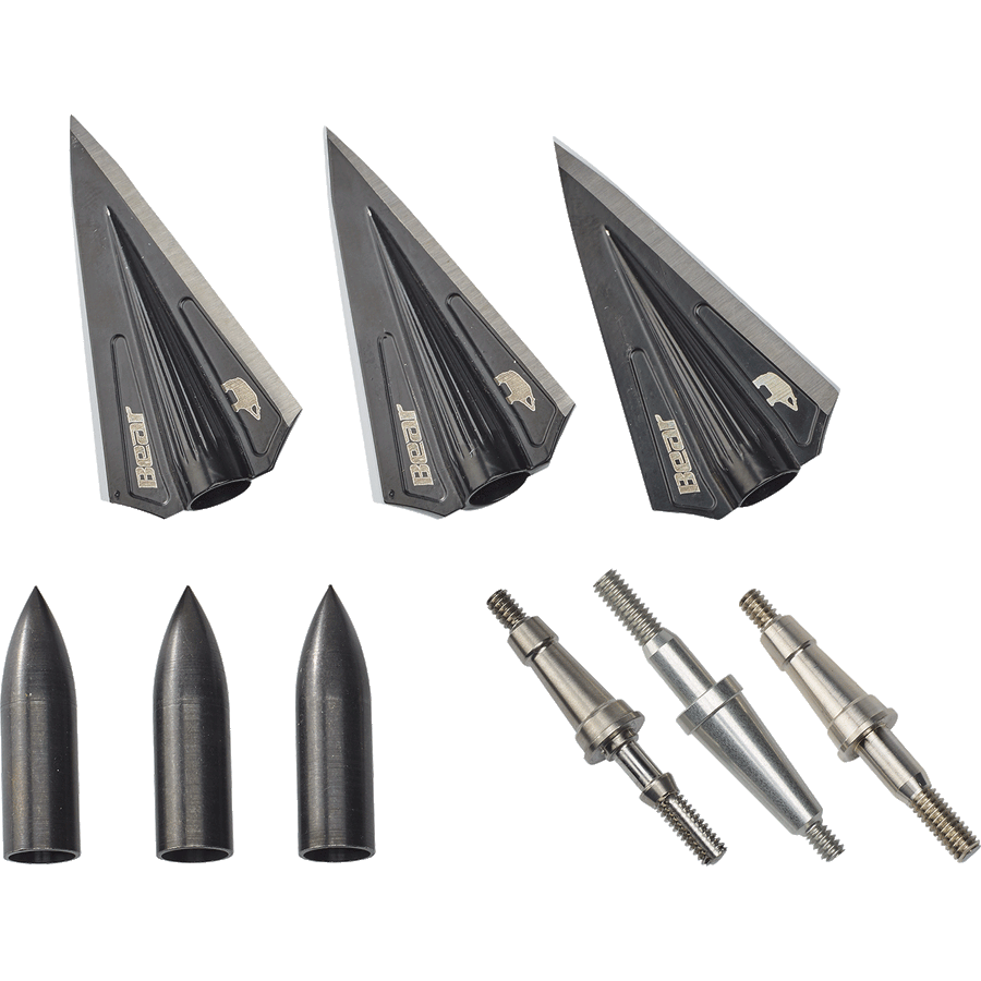 Bear Razorhead Variable Weight System Single Bevel Broadhead Kit Black