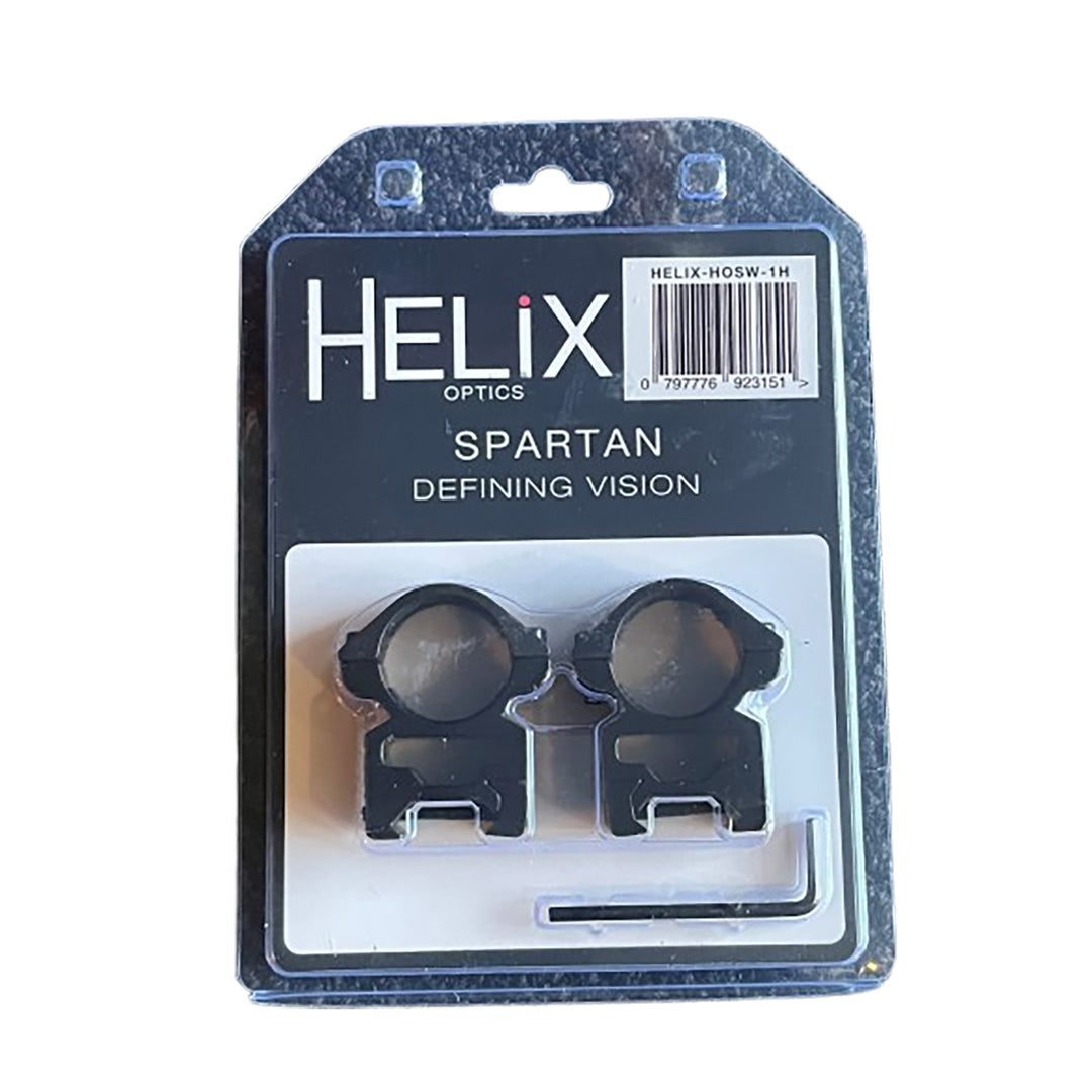Helix Spartan Aluminium Weaver Scope Rings - 1in High / Black