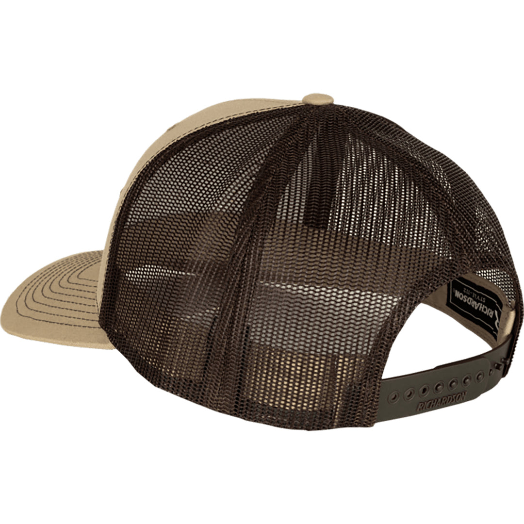 Nightforce Mountain Heritage Leather Patch Trucker Hat Khaki