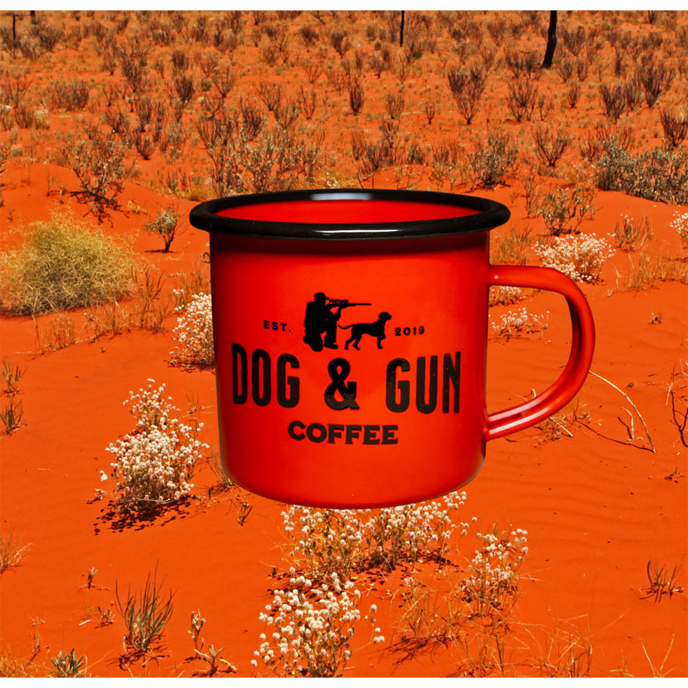Dog & Gun 300ml Enamel Mug Orange