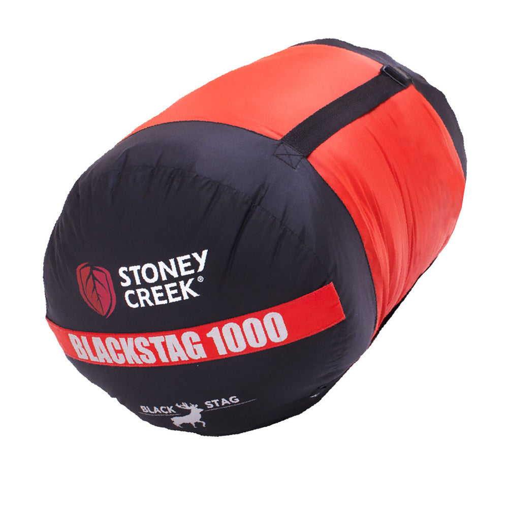 Stoney Creek Black Stag 1000 Sleeping Bag Black/Blood Orange
