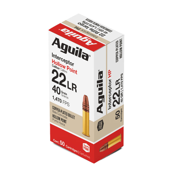 Aguila Rimfire 22LR Interceptor Hollow Point 40GR Ammo - 1000 Round Slab