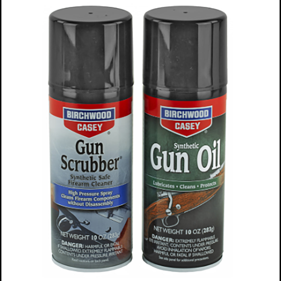 Birchwood & Casey Gun Scrubber & Synthetic Gun Oil - 10Oz Aerosol Dual Pack