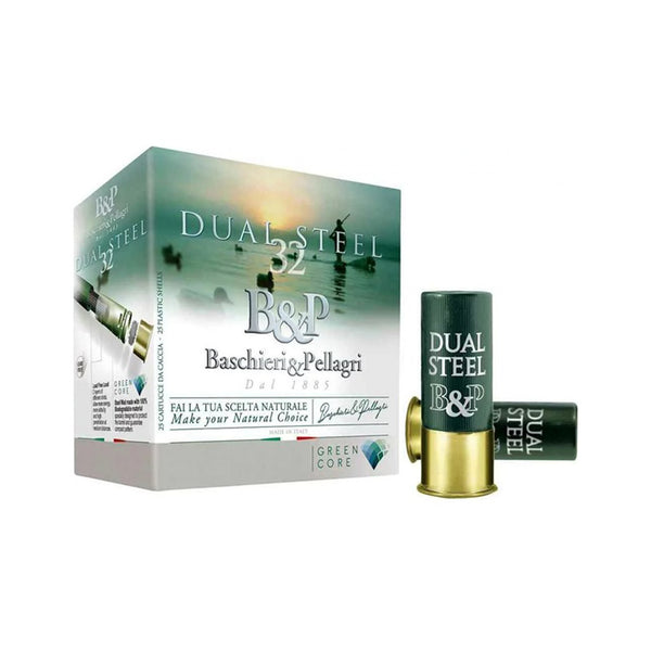 B&P Dual Steel 12G 32GR 2/3 Shot 1425 FPS Green Core Shot Shell - 10 Rounds