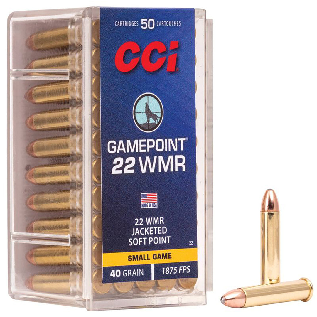 CCI 22WMR Gamepoint 40gr Jsp 1875fps Rimfire Ammo - 50 Rounds .22 WMR