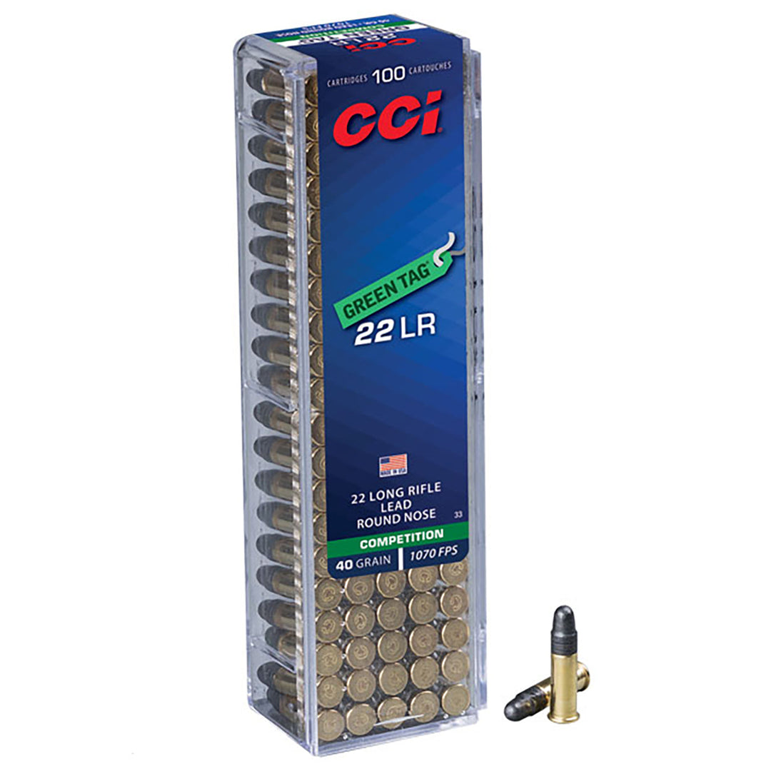 CCI 22LR Green Tag 40gr Lrn 1070fps Rimfire Ammo - 100 Rounds .22 LR