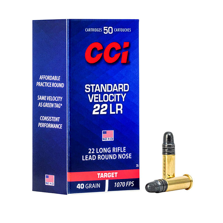 CCI 22LR STANDARD VELOCITY 40GR SOLID 1070FPS Rimfire Ammo - 50 Rounds .22 LR