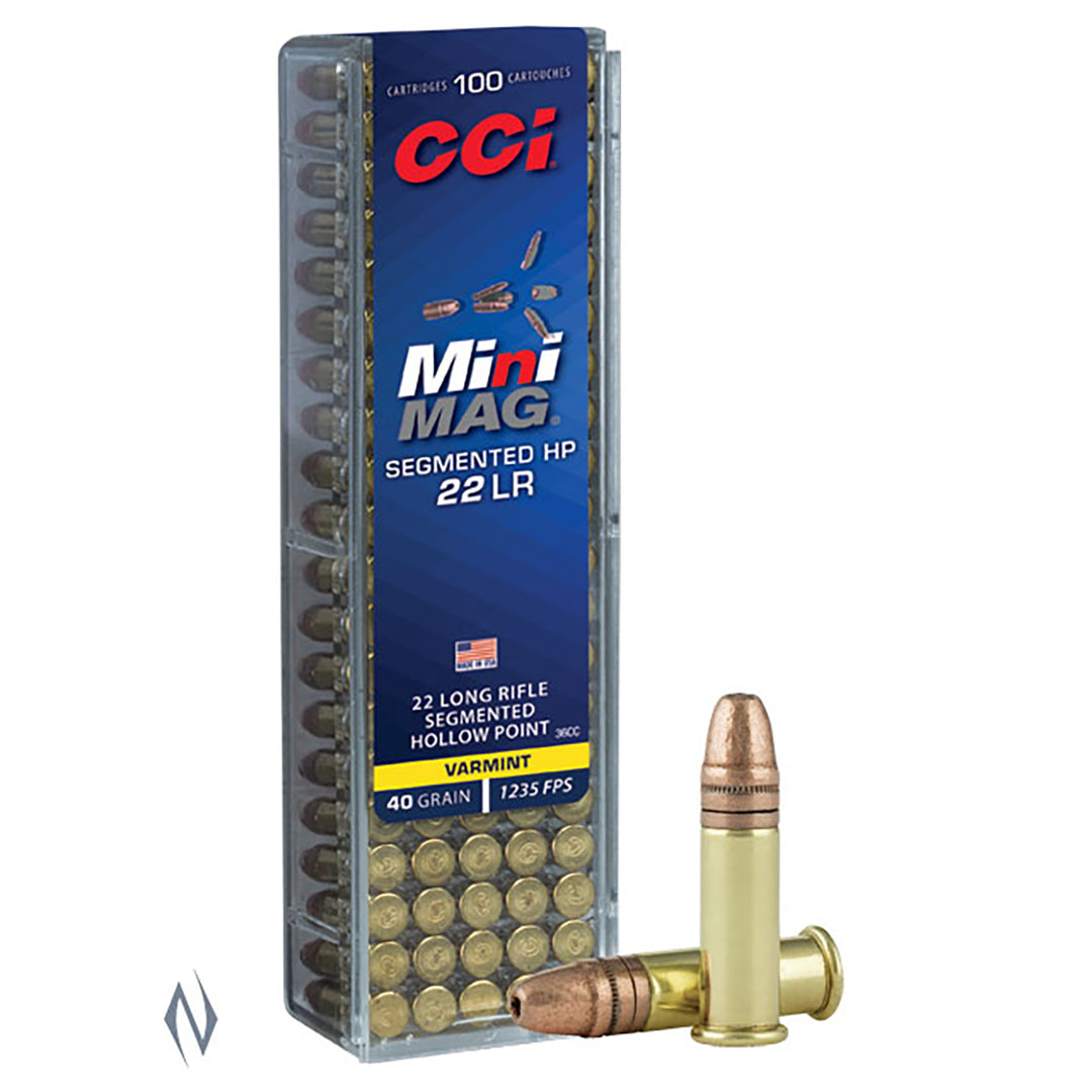 CCI 22LR MINI MAG 40GR SEGMENTED HP 100 PK 1235FPS Rimfire Ammo - 100 Rounds .22 LR