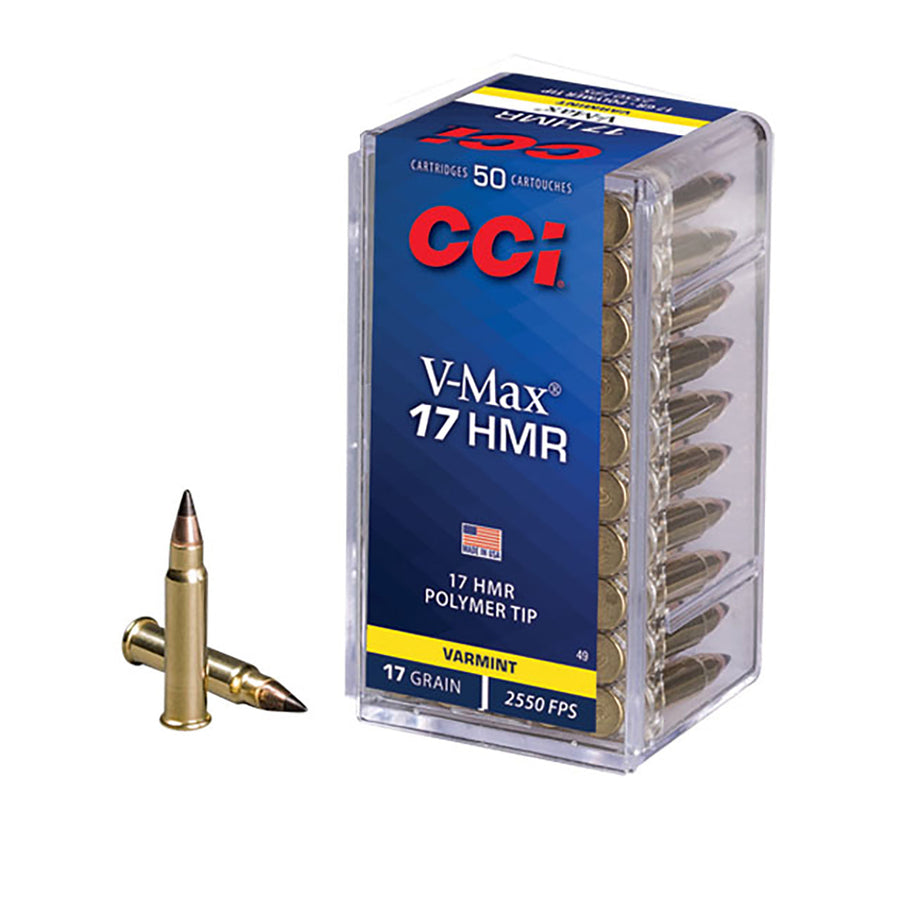 CCI 17HMR 17gr V-Max 2550fps Rimfire Ammo - 50 Rounds .17 HMR