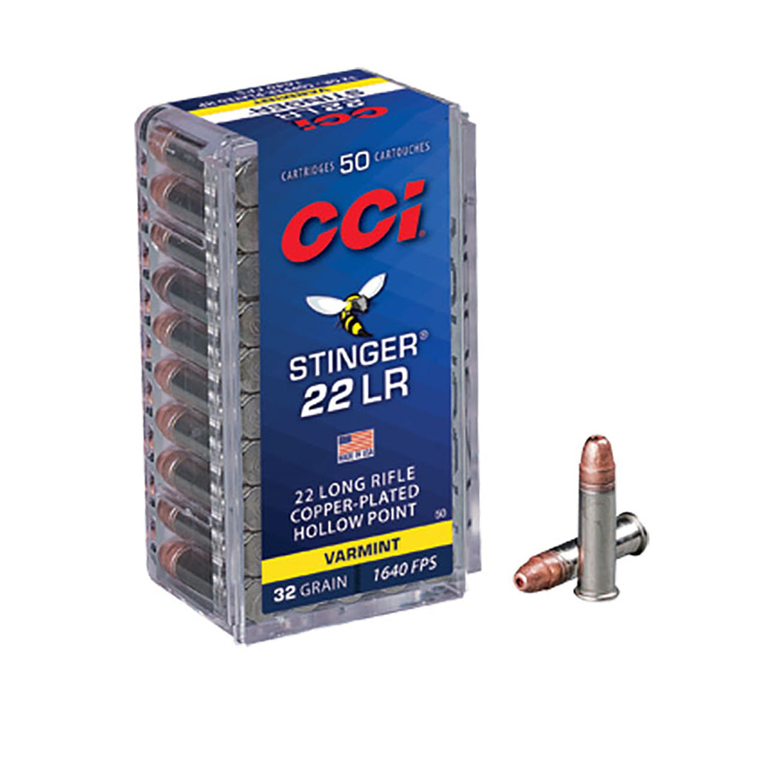 CCI 22LR STINGER 32GR CPHP 1640FPS Rimfire Ammo - 50 Rounds .22 LR