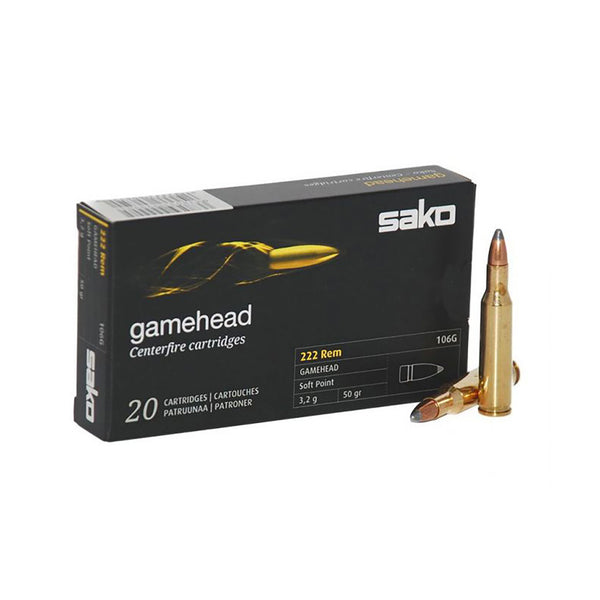 Sako Gamehead 222 REM 50Gr - Centrefire Ammo - 20 Rounds