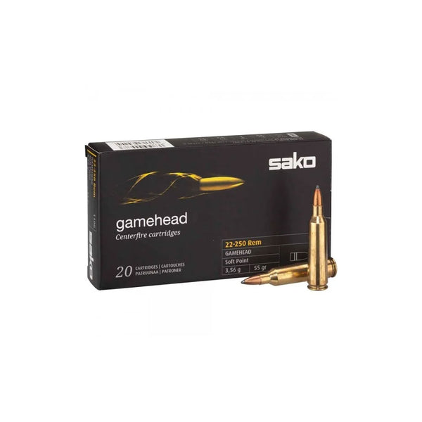 Sako Gamehead 22-250 REM 55Gr - Centrefire Ammo - 20 Rounds