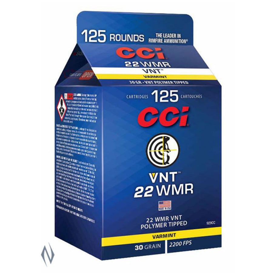 CCI VNT 22 WMR 30 Grain - Polymer Tip - Rimfire Ammo - 125 Rounds .22 WMR