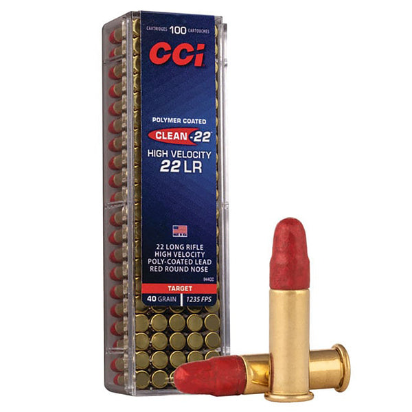 CCI 22LR CLEAN-22 RED 40GR HV TARGET LRN 1235FPS - 100 Rounds