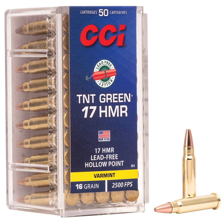 CCI 17HMR TNT GREEN 16GR HP 2500FPS - 50 Rounds .17 HMR