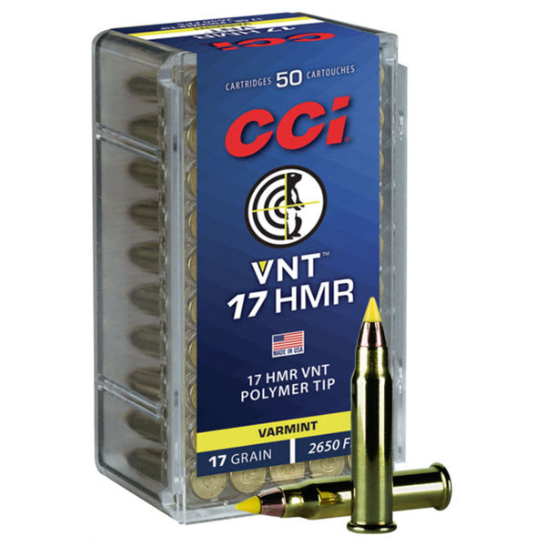 CCI VNT 17 HMR 17 Grain - 2650 FPS - Polymer Tip - Rimfire Ammo - 50 Rounds