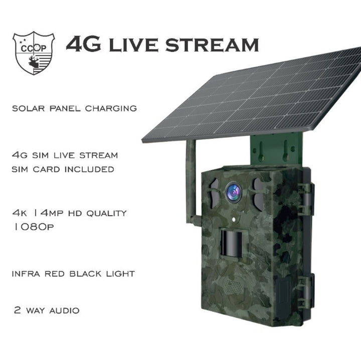 CCOP 4G Live Stream Trail Camera with Solar Panel