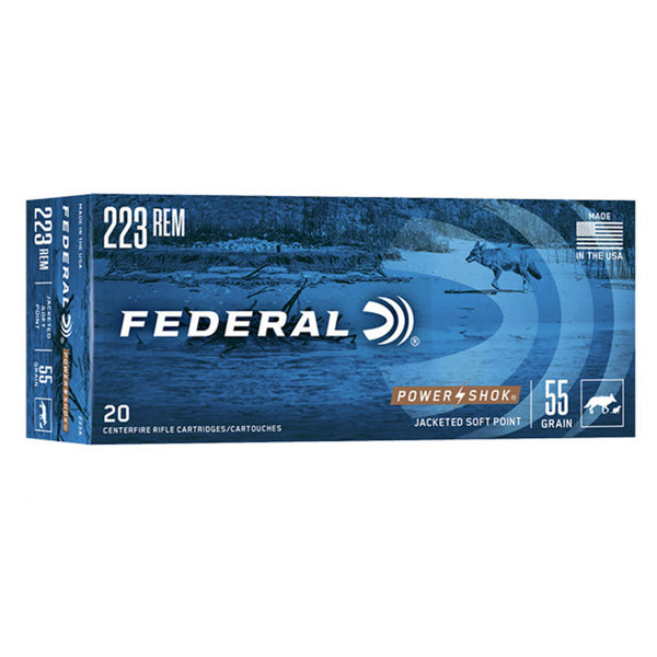 Federal Power-Shok 223 Rem 55 Grain - Soft Point - Centrefire Ammo - 20 Rounds