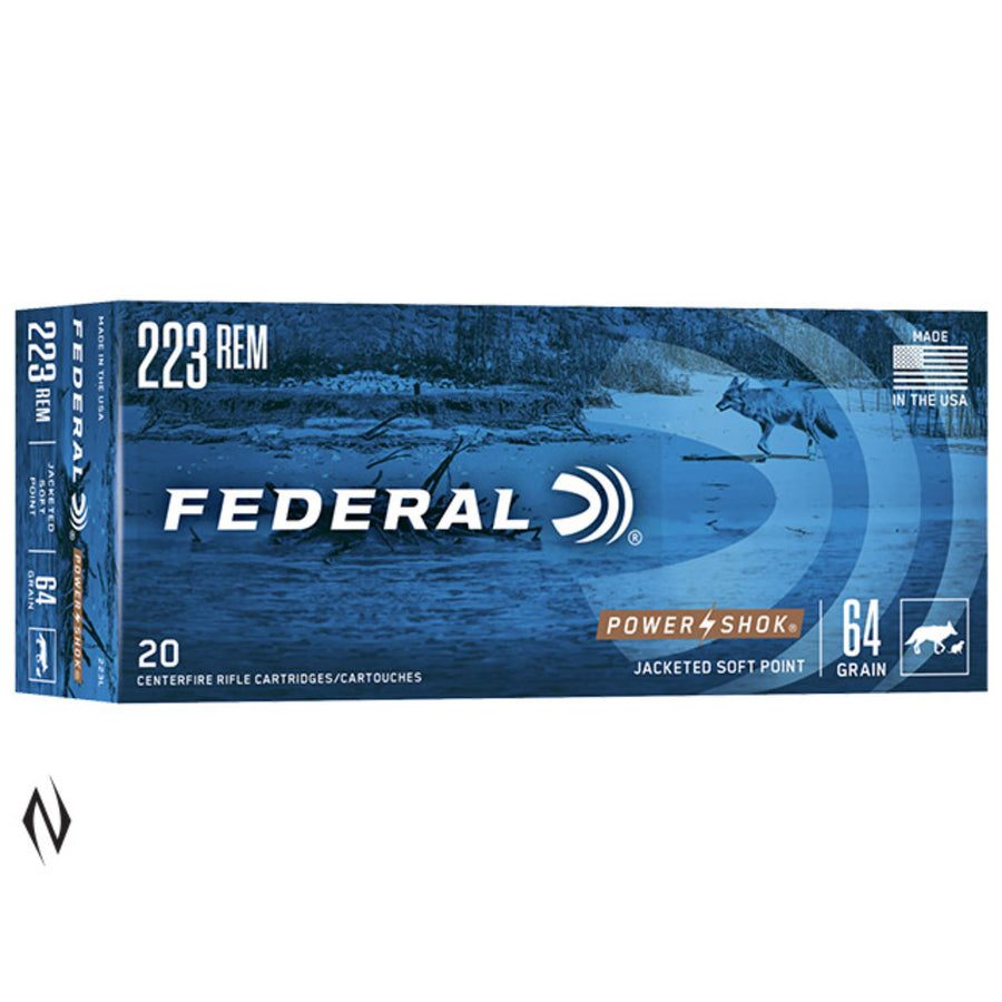 Federal Power-Shok 223 Rem 64 Grain - Jacketed Soft Point - Centrefire Ammo - 20 Rounds .223 REM