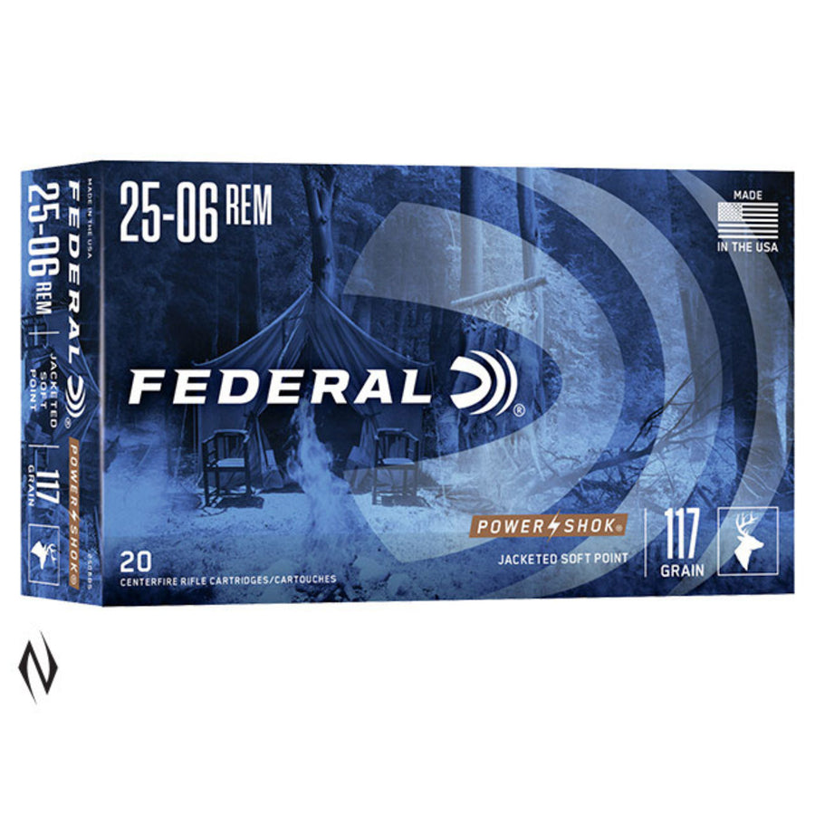 Federal Power-Shok 25-06 Rem 117 Grain - Soft Point - Centrefire Ammo - 20 Rounds .25-06 REM