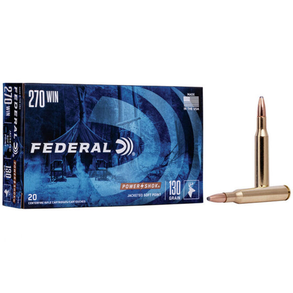 Federal Power-Shok 270 Win 130 Grain - Soft Point - Centrefire Ammo - 20 Rounds