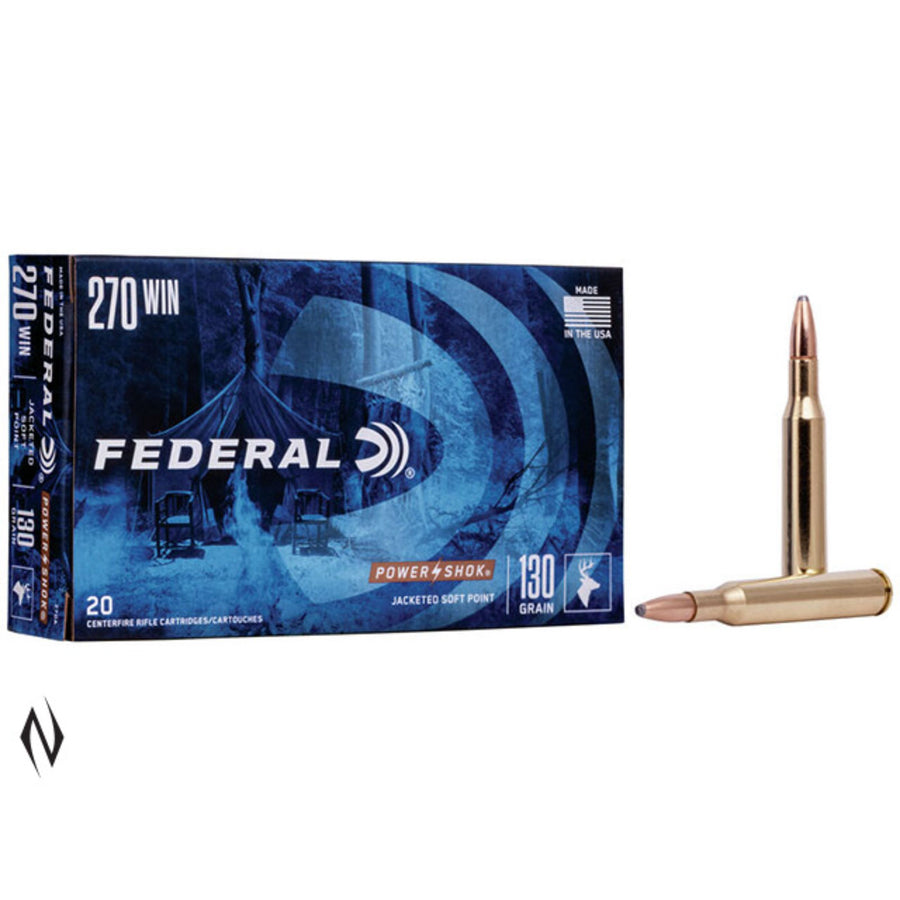 Federal Power-Shok 270 Win 130 Grain - Soft Point - Centrefire Ammo - 20 Rounds .270 WIN