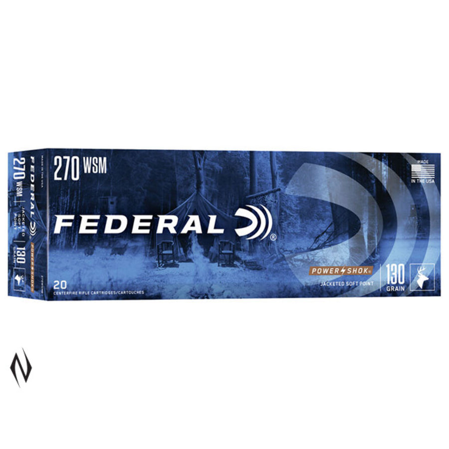 Federal Power-Shok 270 WSM 130 Grain - Soft Point - Centrefire Ammo - 20 Rounds .270 WSM