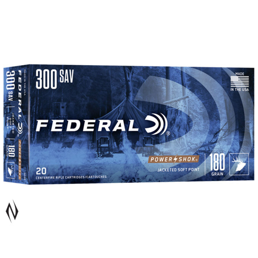 Federal Power-Shok 300 Savage 180 Grain - Soft Point - Centrefire Ammo - 20 Rounds .300 SAVAGE