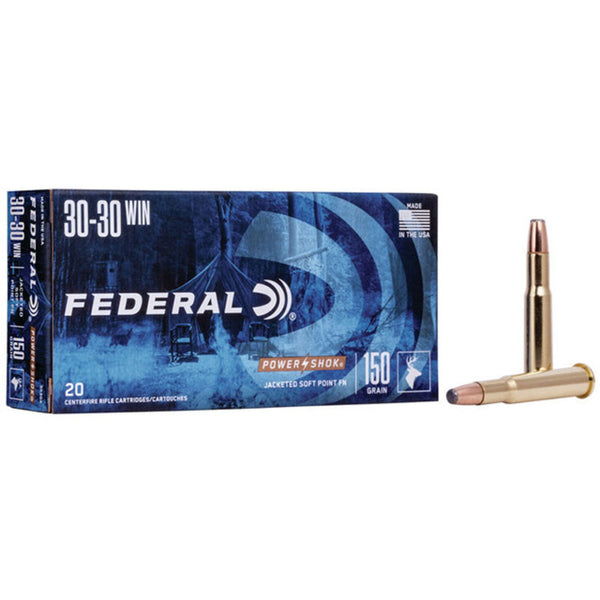 Federal Power-Shok 30-30 Win 150 Grain - Flat Nose - Centrefire Ammo - 20 Rounds